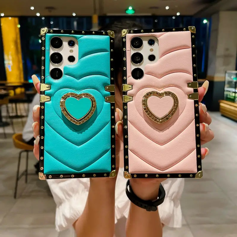 Luxury Rect case + Heart kick stand - Samsung