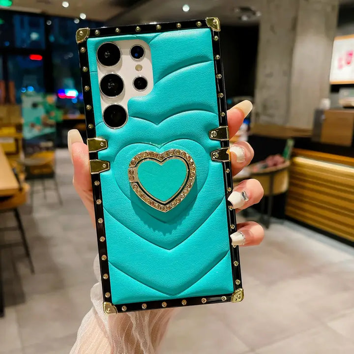 Luxury Rect case + Heart kick stand - Samsung