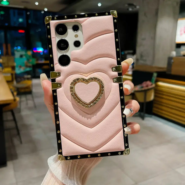 Luxury Rect case + Heart kick stand - Samsung