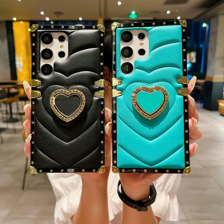 Luxury Rect case + Heart kick stand - Samsung