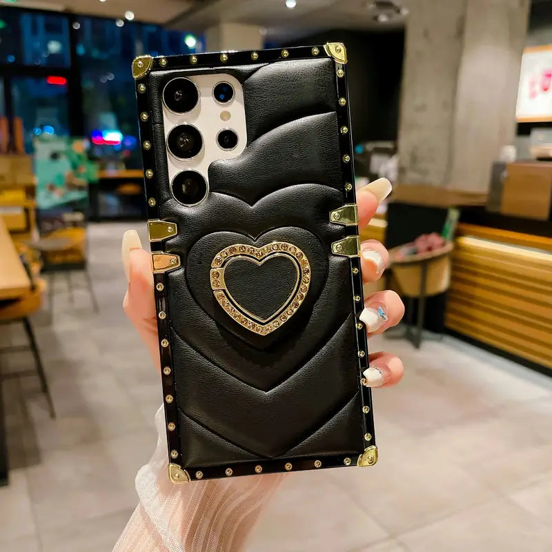 Luxury Rect case + Heart kick stand - Samsung