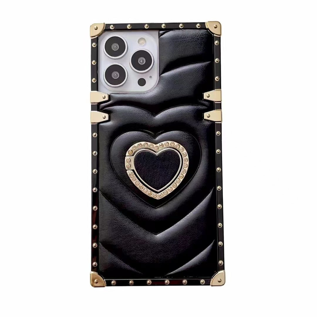 Luxury Rect case + Heart kick stand - iPhone