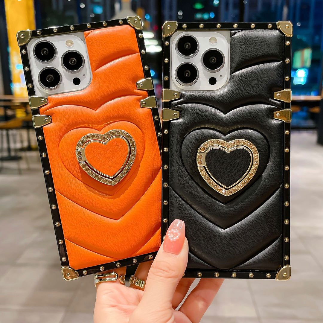 Luxury Rect case + Heart kick stand - iPhone