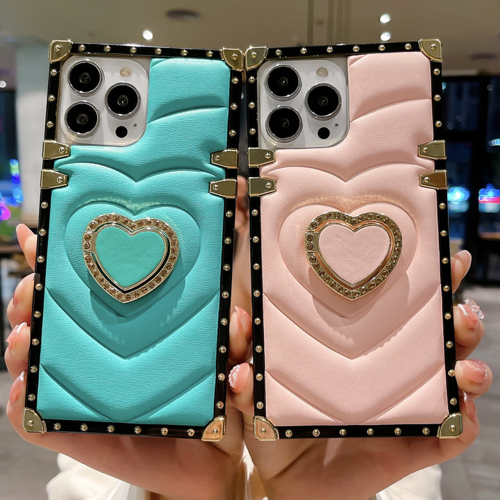 Luxury Rect case + Heart kick stand - iPhone