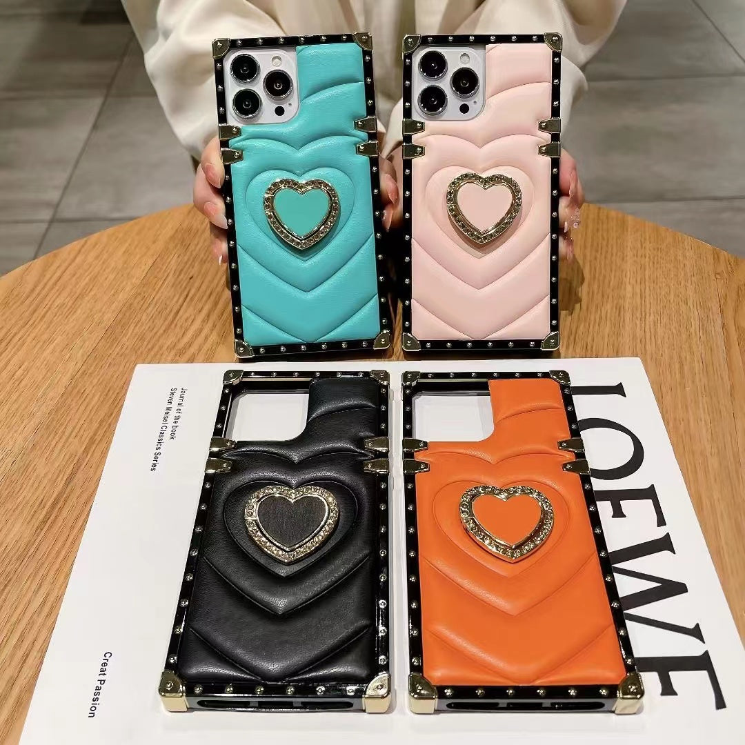 Luxury Rect case + Heart kick stand - iPhone