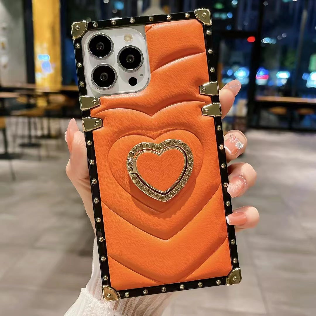 Luxury Rect case + Heart kick stand - iPhone