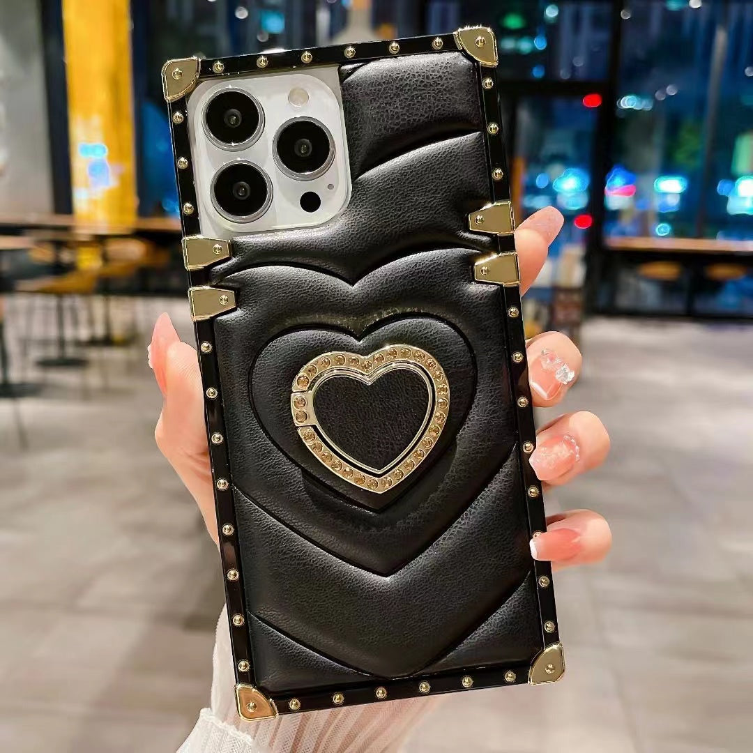 Luxury Rect case + Heart kick stand - iPhone