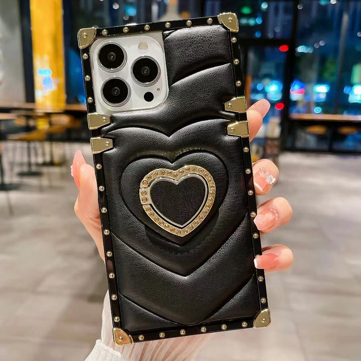 Luxury Rect case + Heart kick stand - iPhone