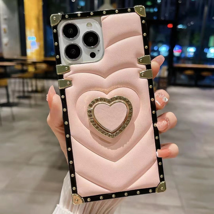 Luxury Rect case + Heart kick stand - iPhone