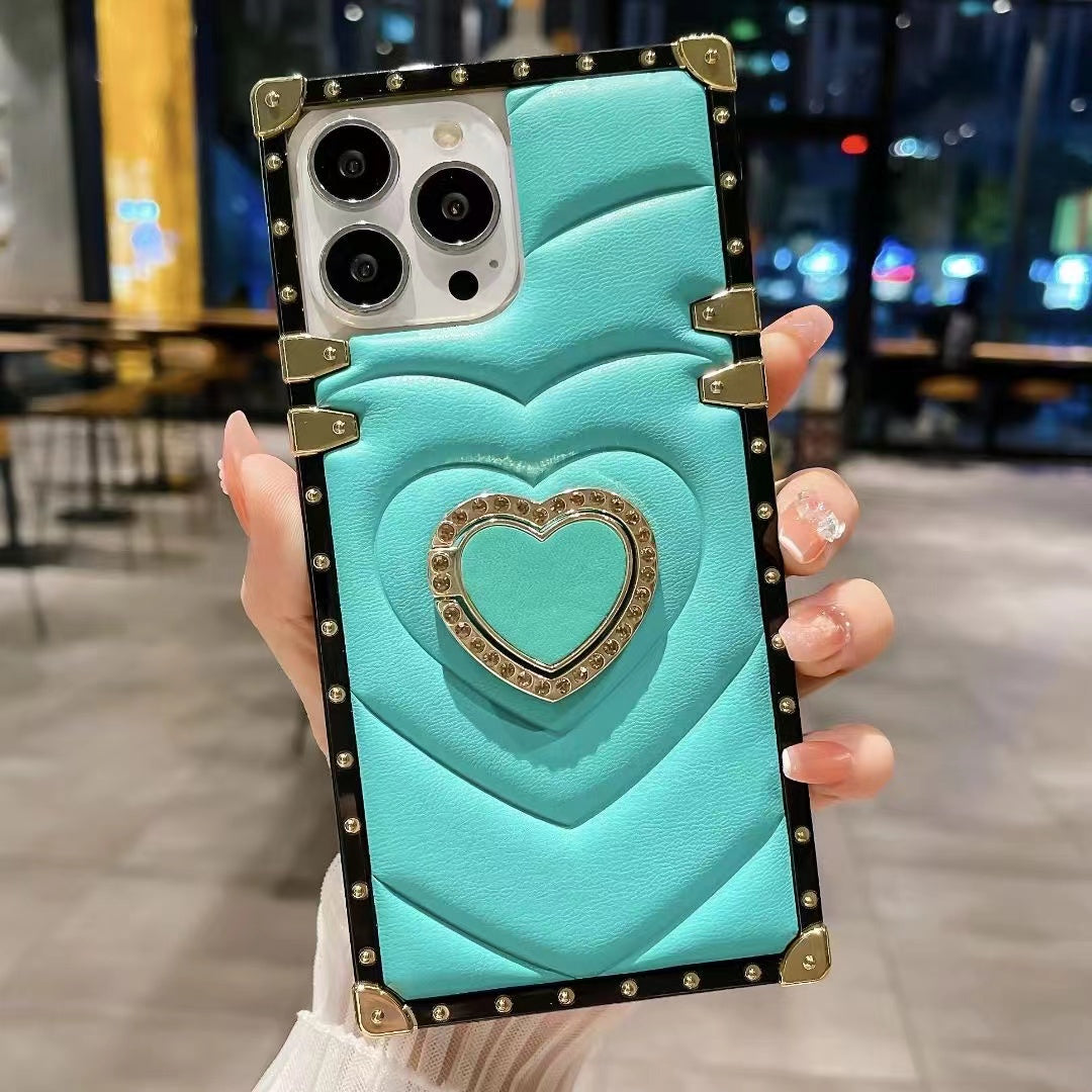 Luxury Rect case + Heart kick stand - iPhone