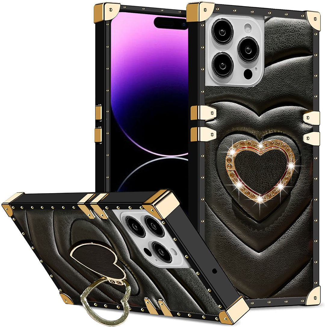 Luxury Rect case + Heart kick stand - iPhone