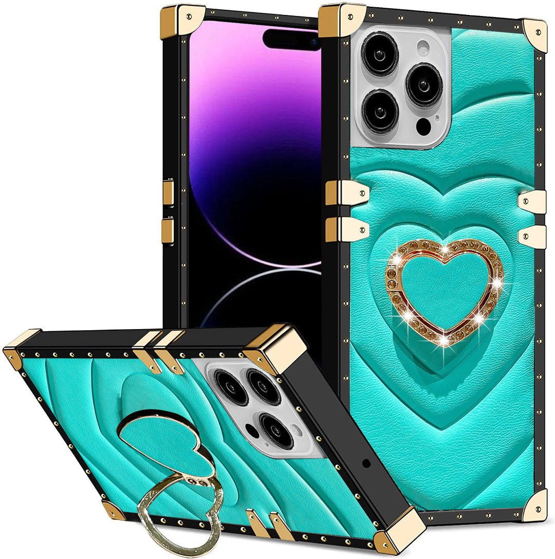 Luxury Rect case + Heart kick stand - iPhone