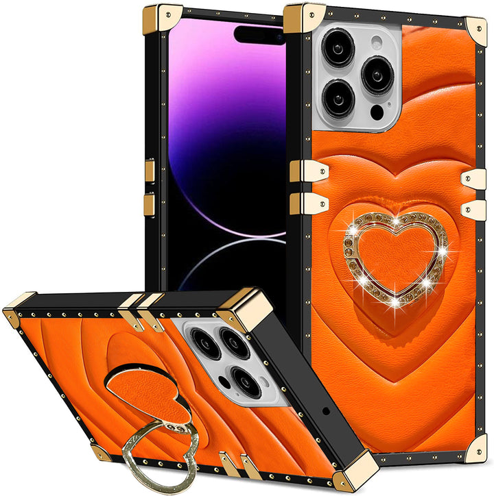 Luxury Rect case + Heart kick stand - iPhone