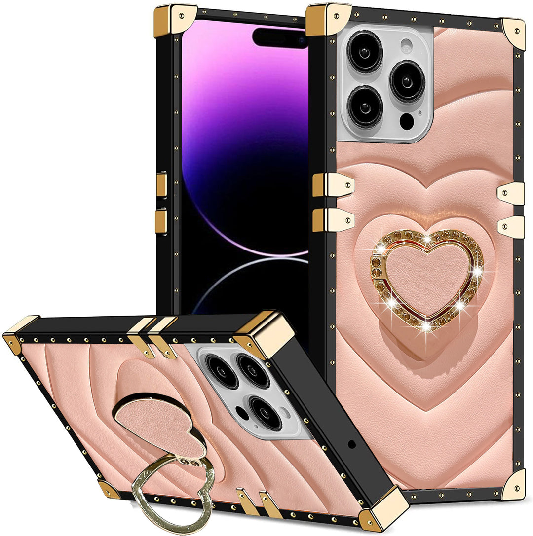 Luxury Rect case + Heart kick stand - iPhone