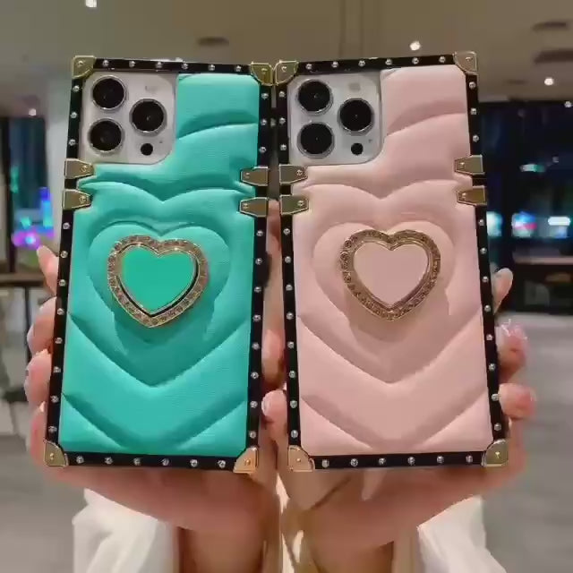 Luxury Rect case + Heart kick stand - iPhone