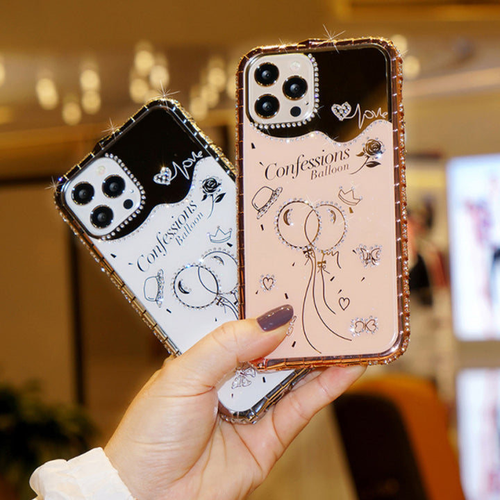 Rhinestone metal bumper + plated case - iPhone