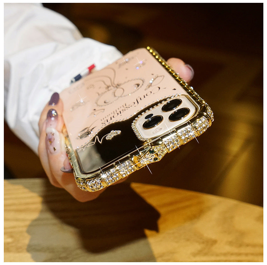 Rhinestone metal bumper + plated case - iPhone