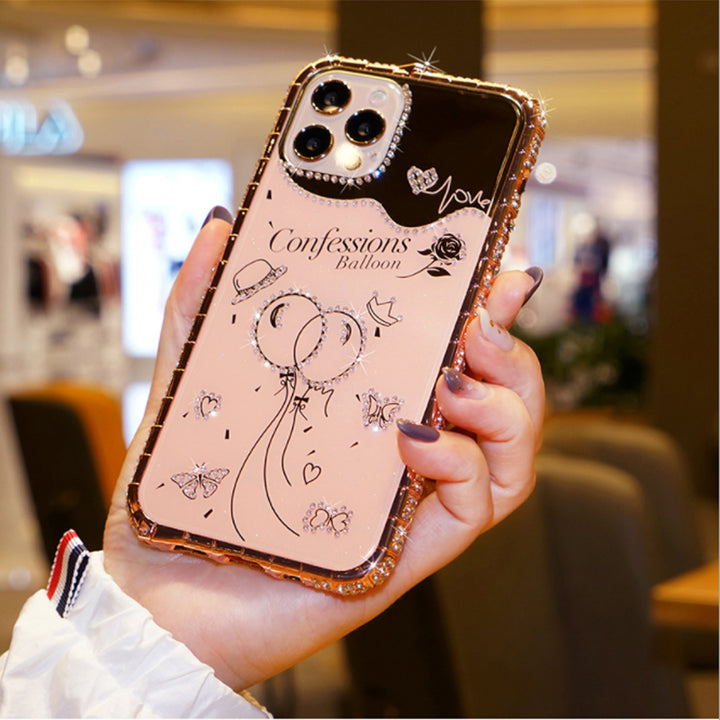 Rhinestone metal bumper + plated case - iPhone