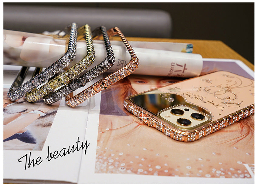 Rhinestone metal bumper + plated case - iPhone